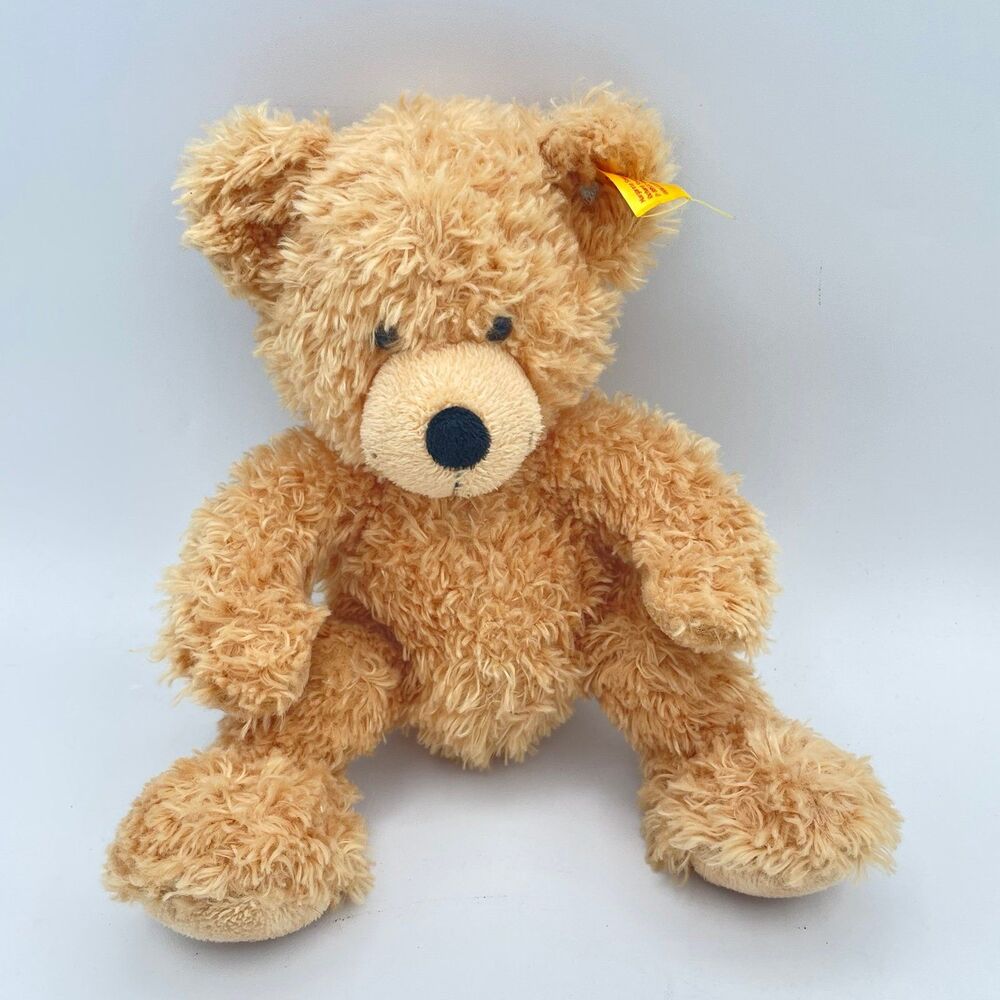 Steiff Fynn Teddy Bear 11" Beige Plush Stuffed Animal Yellow Ear Tag 111327